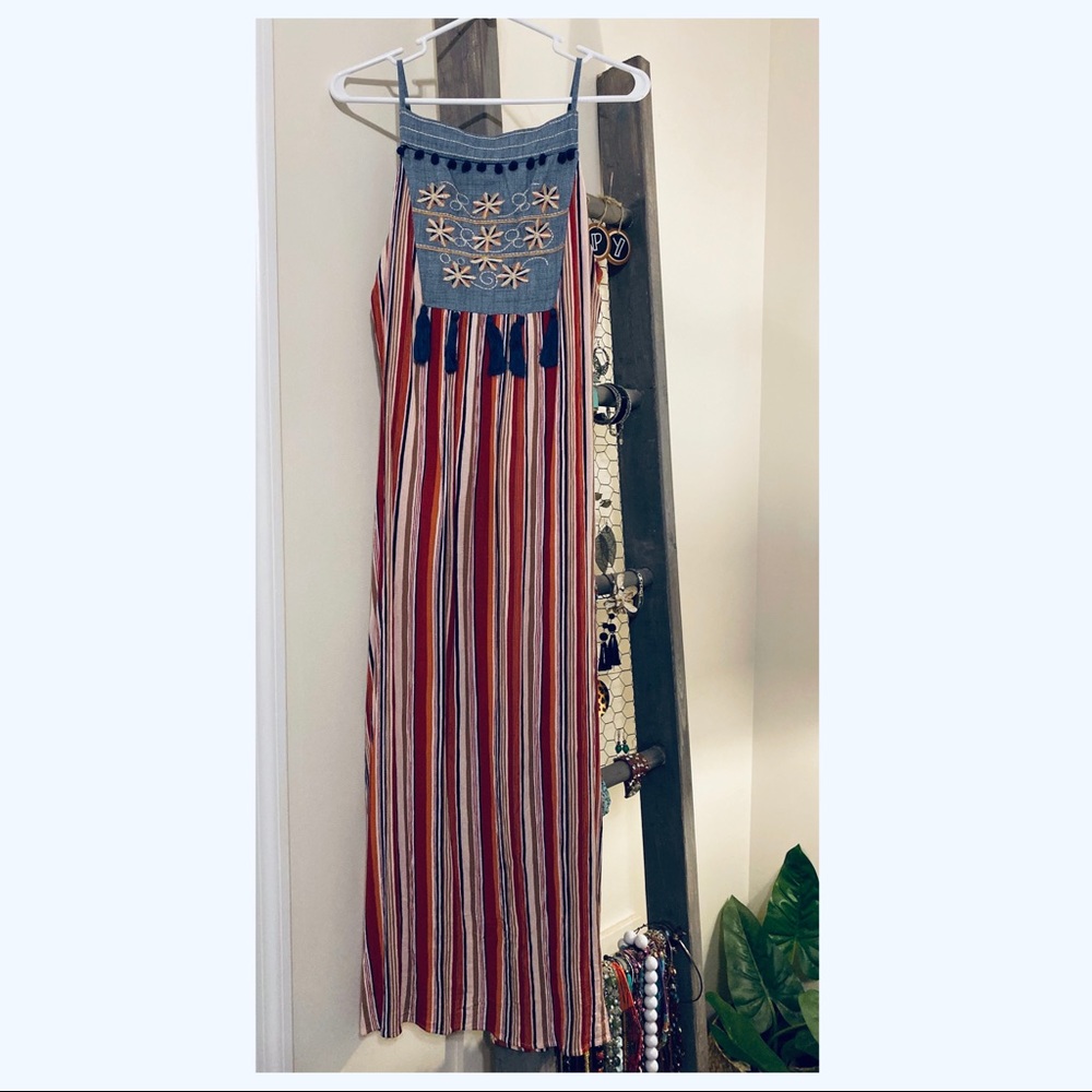 T H M L | Embroidered + Tassel | Maxi Dress